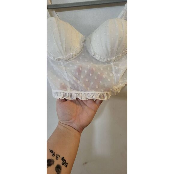 SHEIN white sheer puff sleeve crop-top - Picture 2 of 8